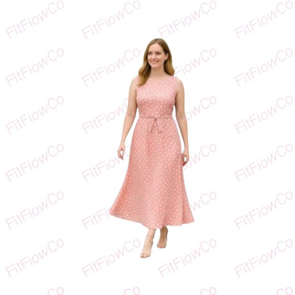 R&K Dresses & Skirts - 🖤 BF🔥 R & K Pink Polka Dot Chiffon Maxi Dress – Size 16 – NWT